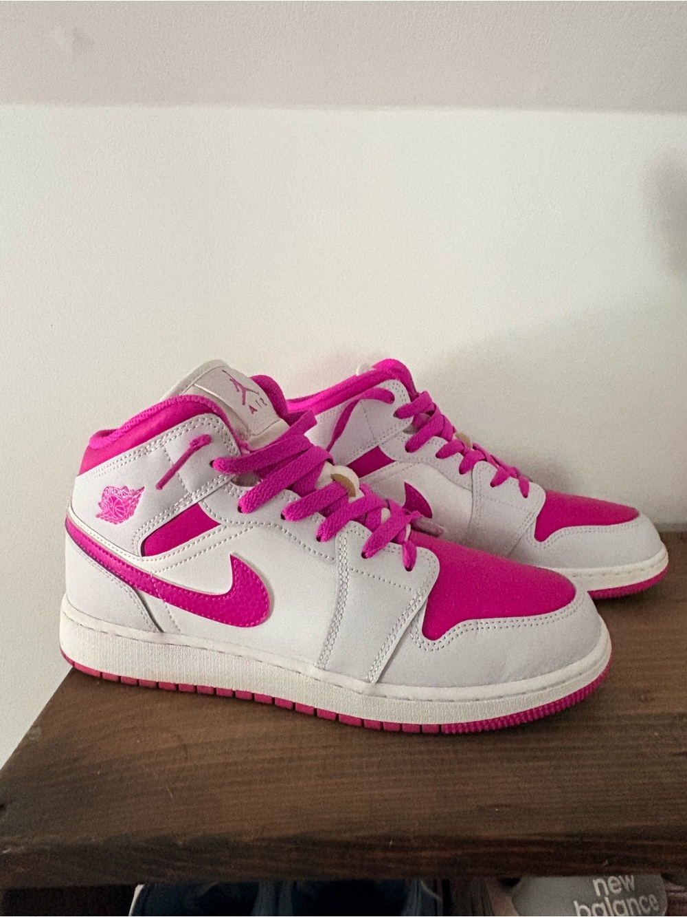 Nike Kids Mid-Top Sneakers — White & Hot Pink